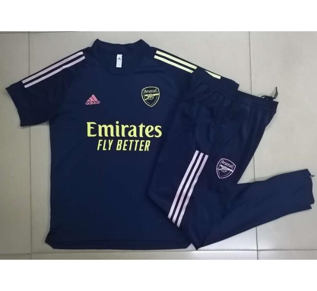 Arsenal Blue Short Sleeve Training Sets Shirt with Shorts 2020/21